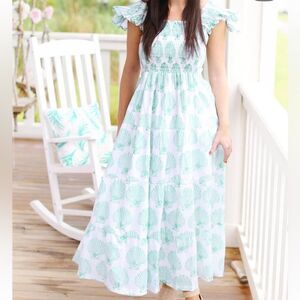 Darlington isle Amelia Island Flutter Shell Nap Dress white green XL
